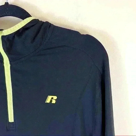 Russell Black Dri Power 360 Thumb Hole 3/4 Zip Athletic Running Hoodie Size L - Picture 3 of 11